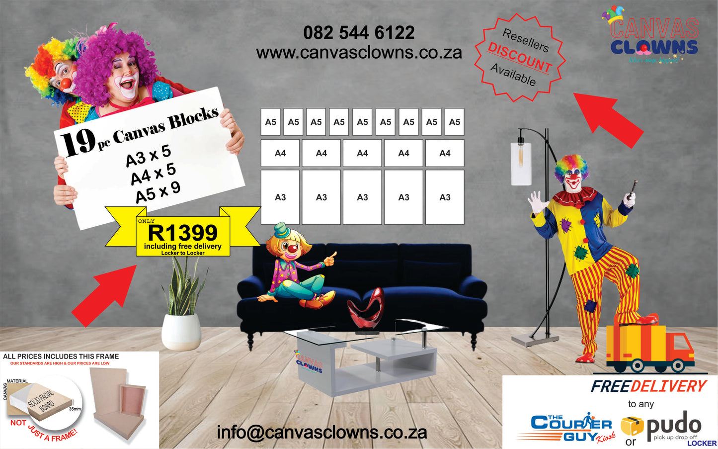 19pc Canvas Combo incl. FREE DELIVERY (Locker to Locker/Kiosk) (5 x A3 | 5 x A4 | 9 x A5)