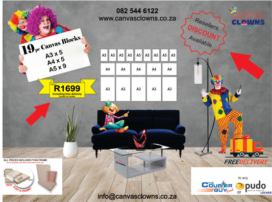 CLR 19 Piece & FREE DELIVERY Canvas Combo (5 x A3 | 5 x A4 | 9 x A5)