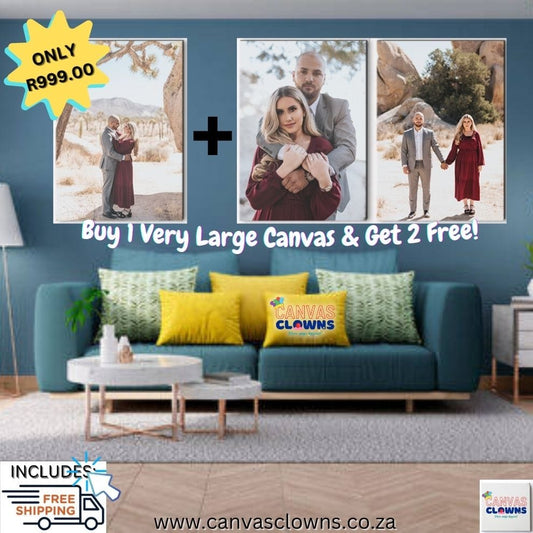 1+2=3 VERY LARGE Canvases incl. FREE DELIVERY Combo (3 x A1's)